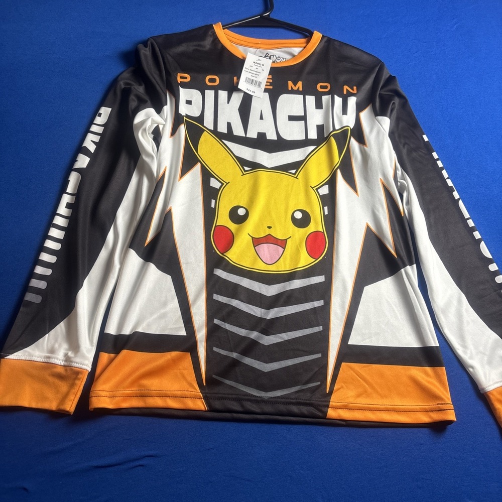 Poke'mon Hybrid Apparel boy's XL Black/Orange Long Sleeve Pikachu New